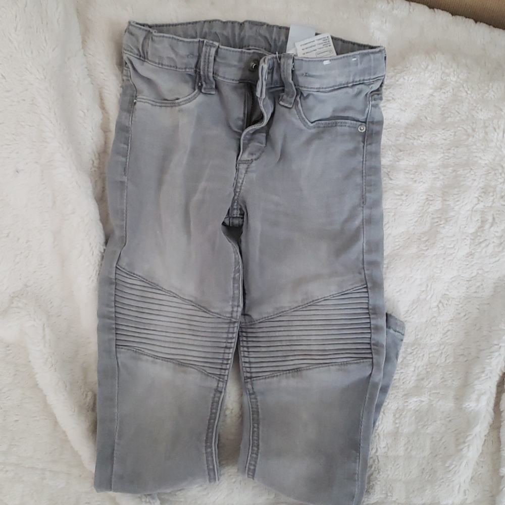 Girls H&M moto skinny jeans grey